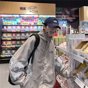 新款潮流潮牌立领夹克原宿风拼接宽松百搭外套 现货 W573-P50图片
