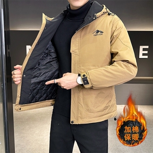 JK1601-P98 秋冬加棉加厚休闲商务男士外套新款连帽棉衣图片