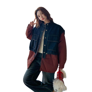 现货  设计感牛仔拼接宽松休闲棉服2981P205K298图片