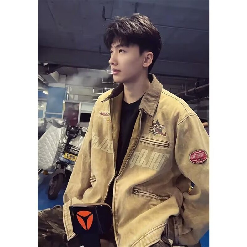【001】短款垫肩工装外套男款拉链夹克牛仔A079-JK133-P69,男装夹克,电商A079