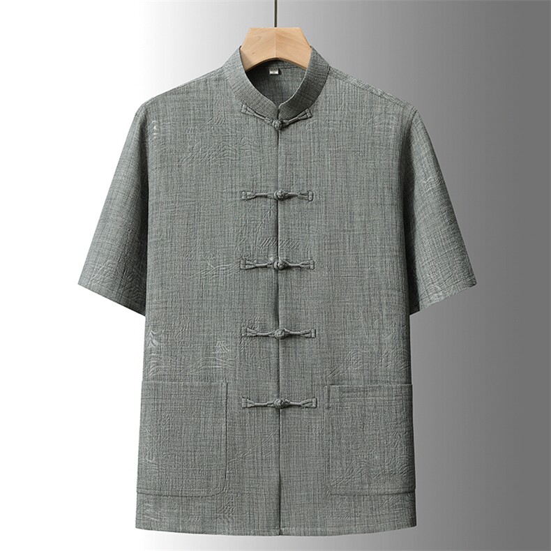 夏季风唐装中年短袖衬衫套装男士太极服宽松套装TR88606-P115,男装衬衫,星座1105-3