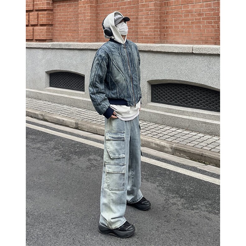 B221 美式ins高街重工艺宽松做旧工装牛仔裤子 LK23143-P80 控108图片