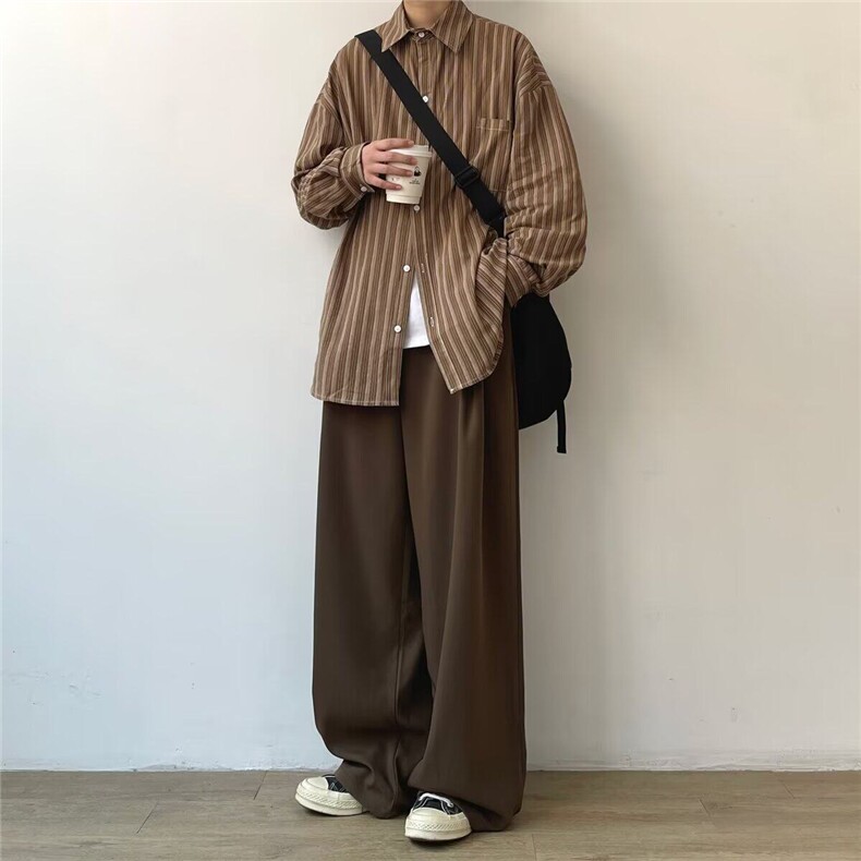 日系春季复古宽松直筒青少年休闲垂感西裤男女百搭阔腿裤KX99,男装西裤,星座1116A（原606A-3）