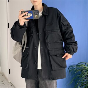 美式复古工装外套男士韩版潮流秋季潮牌百搭机能风夹克 W4934-P62图片