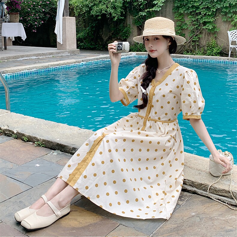 【现货】2025夏季新款波点连衣裙2C037278P115K168,女装连衣裙,2C037