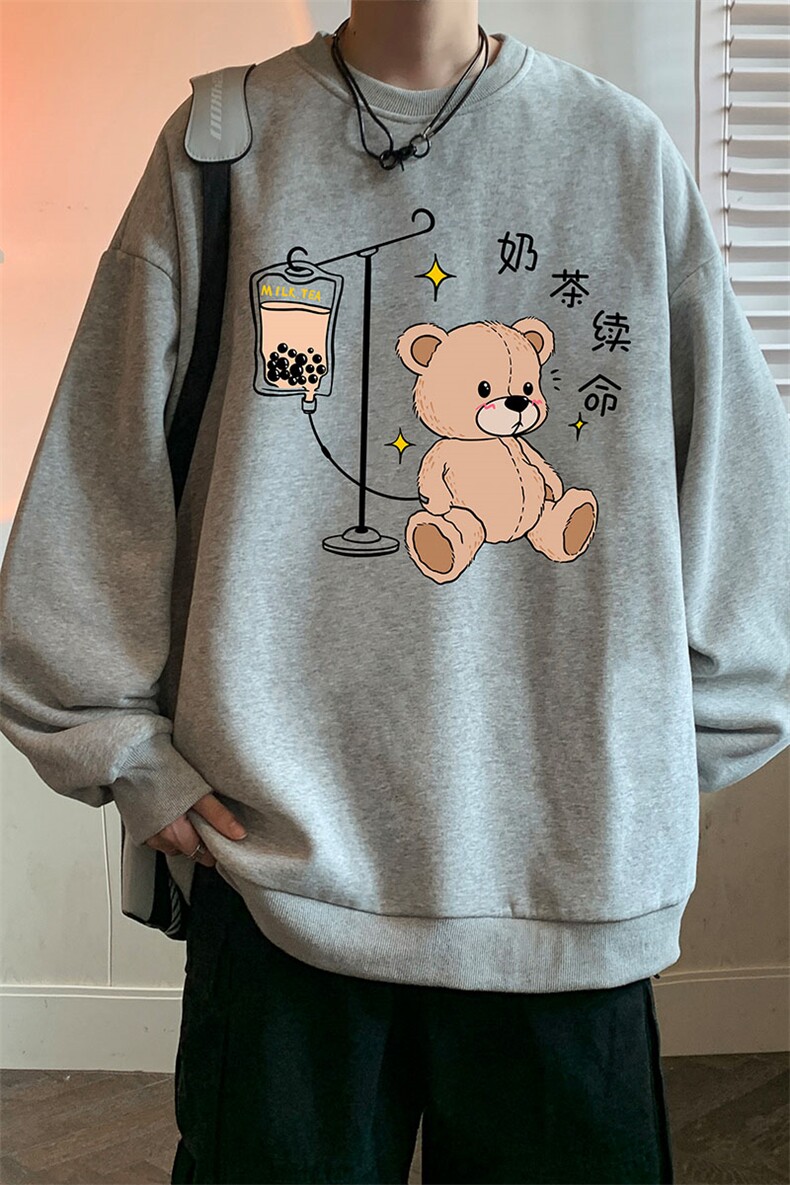 圆领卫衣男大码加厚加绒长袖t恤男S6194-P28加绒款-P33,男装卫衣,电商A040