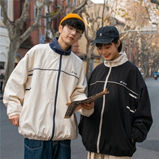 男装类目2021情侣装春装新款字母刺绣夹克同色系外套班服D68-P88，男装夹克，电商A335-1（原A458）