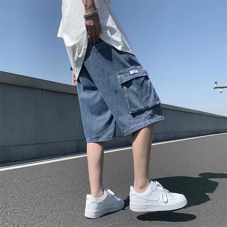 高街牛仔短裤男夏季薄款马裤工装五分裤D970P38,男装牛仔裤,星座1116-2