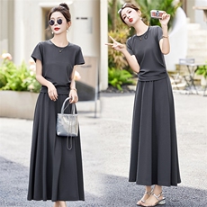 夏装搭配一整套装女2025夏季新款气质休闲高级感垂感半身裙两件套，女装套装/套裙，盈茜