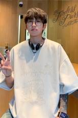 ！2025夏季新款男士烧花麂皮绒短袖T恤半袖TL2407特P26控48，男装T恤，电商B220