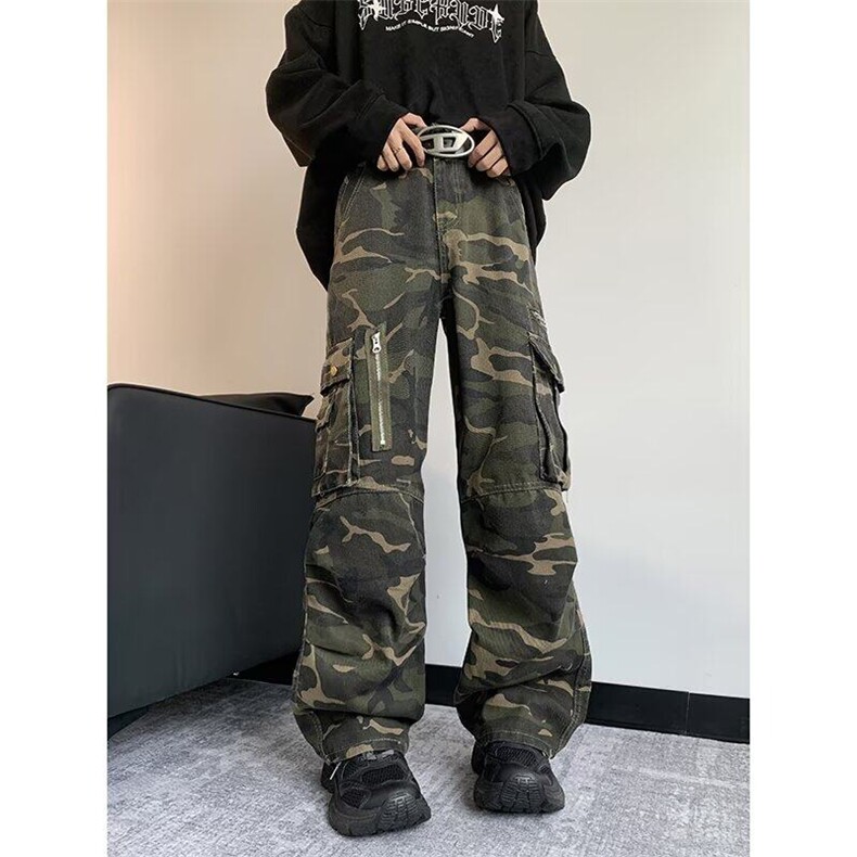 迷彩休闲裤男女韩版潮流口袋拉链个性工装2025春季长裤K5845-P61,男装休闲裤,星座412-2