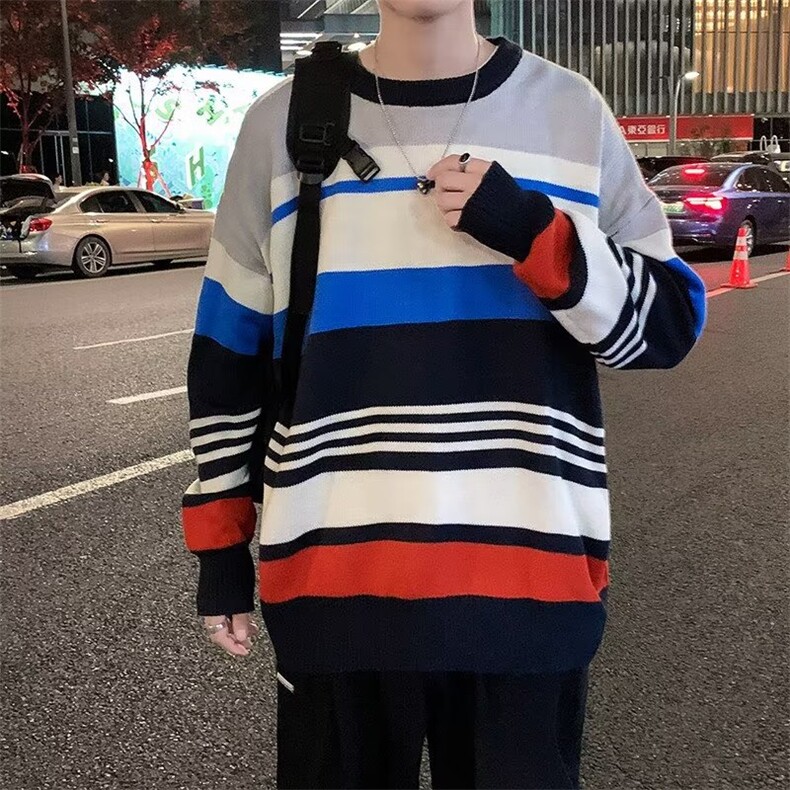 圆领毛衣男慵懒风休闲针织衫 GM41 P32图片