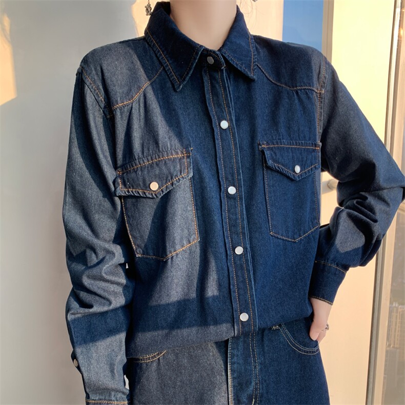 时尚百搭气质休闲牛仔外套女长袖显瘦宽松韩版学生上衣春秋季新款，女装牛仔外套，宛庄羊绒