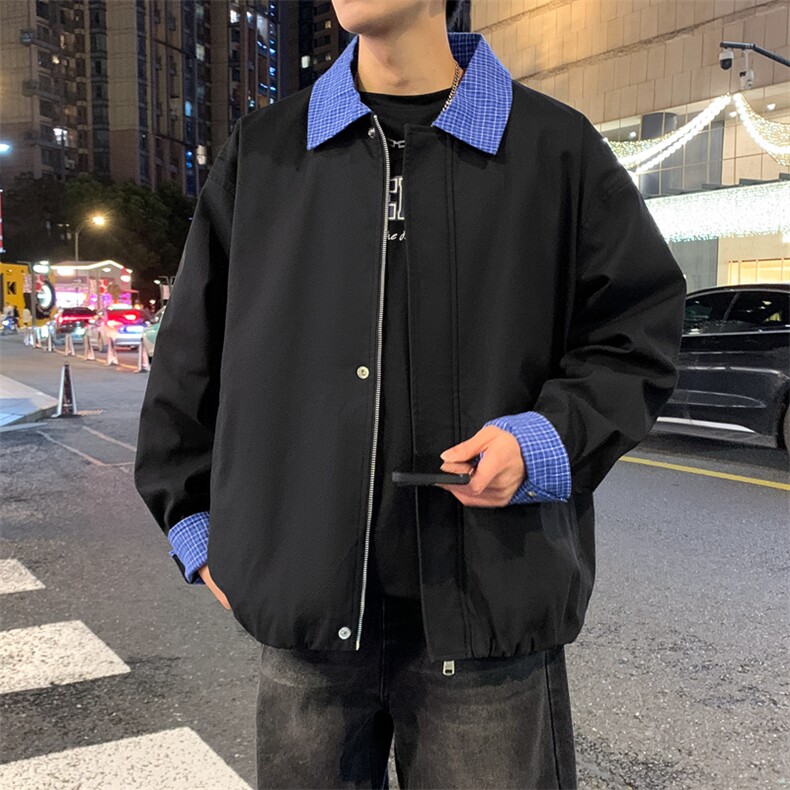 美式格子拼接cleanfit外套男设计感小众高级夹克JK265-P70,男装夹克,星座308B-2