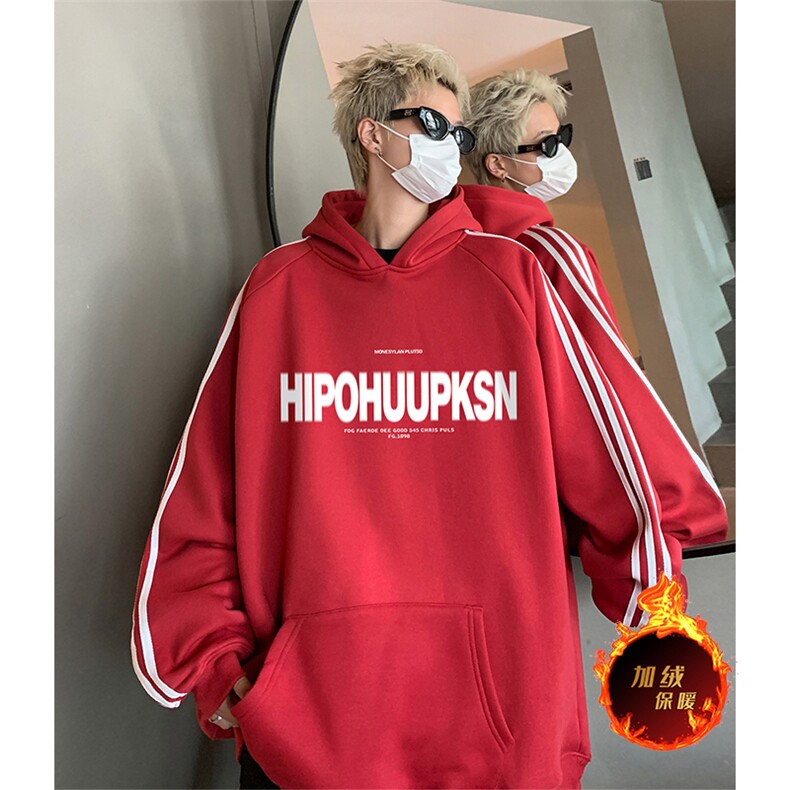 抖音得物供货提供视频秋冬重磅美式宽松织带连帽卫衣0620,男装卫衣,电商A486