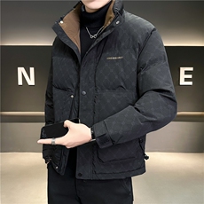 标50新96855-P195-M-4XL店主风冬季休闲满印修身立领拼色外套，女装短外套，电商B255