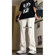 高街vibe风牛仔裤男ins潮牌美式宽松直筒炸街排扣微喇裤NZG510，男装牛仔裤，星座516A