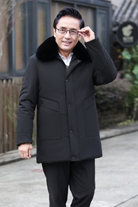 8819/父亲冬季棉袄爸爸冬装外套中长款加绒加厚老人棉服外套图片