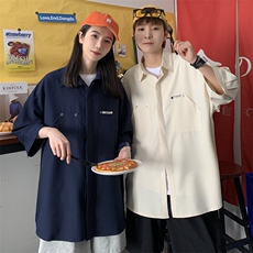 情侣新款2021港风原创五分袖男士衬衫短袖韩版星座812-CY103-P45，男装T恤，星座812