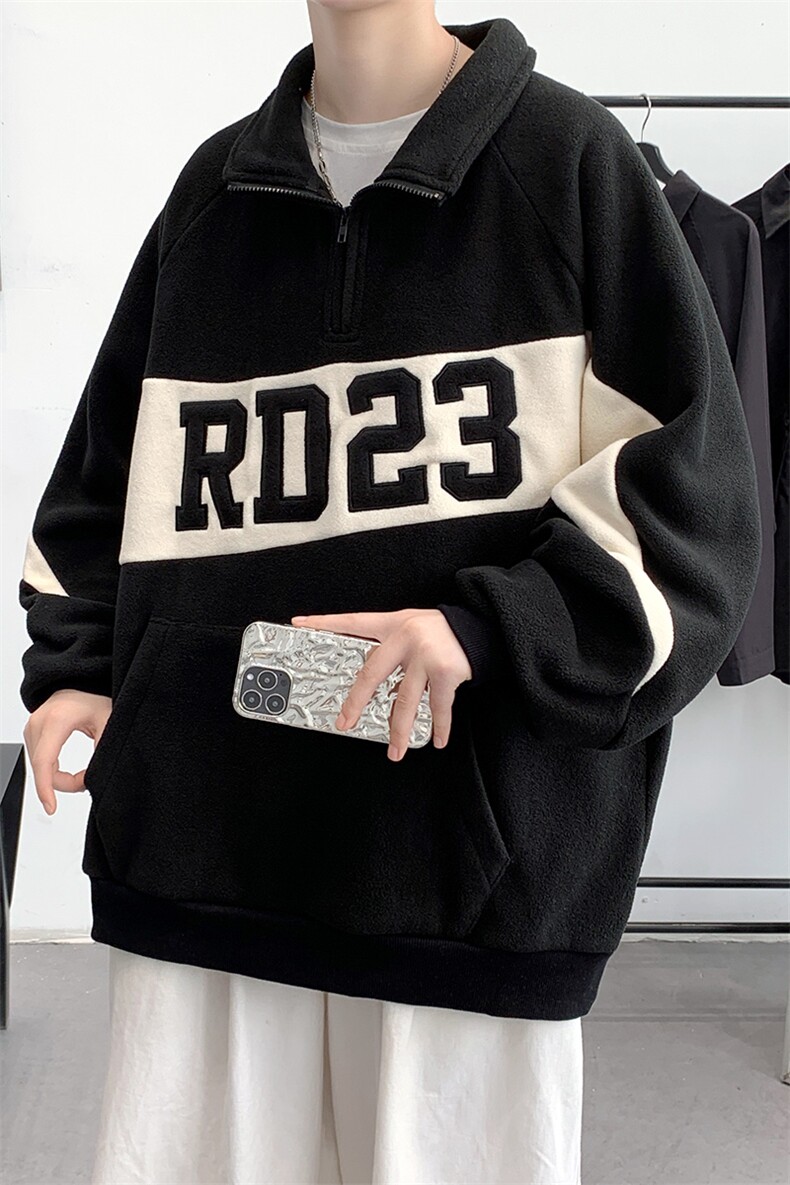 秋冬保暖摇粒绒时尚撞色半高领加绒加厚卫衣男士7376-P75控价98,男装卫衣,电商A441-1