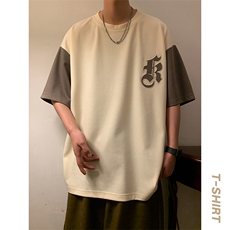 冰氧仿棉短袖港风暖光夏季休闲百搭字母印花男上衣TC3151-P24控48，男装T恤，星座717