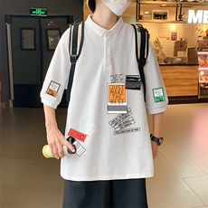 PL57121-P35翻领短袖polo衫男大码胖子半袖t恤男有领保罗衫模特，男装Polo衫，电商A040