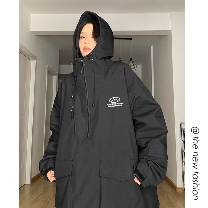 冬季连帽防水保暖男女同款滑雪服加棉加厚痞帅棉服外套M33-P145图片