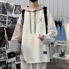 7XL-M码港风连帽卫衣男2023秋季新款加肥加大码拼色长袖上衣控79，男装卫衣，钱塘717(原712)