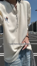 XZ809A/SYR07/特P19/控38肌理感腊肠狗绣花V领长T恤卫衣，男装T恤，星座809A(原222-1)