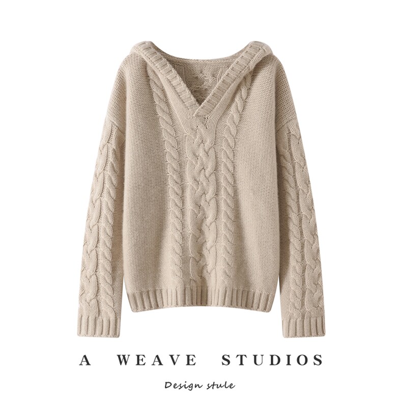 2025年秋季新款百搭重磅半开帽衫，女装针织衫/毛衣，戎魅羊绒