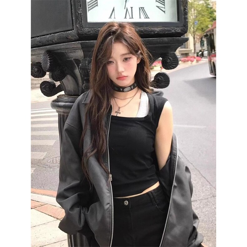 美式潮牌PU皮夹克男女重磅复古cleanfit皮衣外套高街痞帅翻领上衣，男装夹克，星座506A