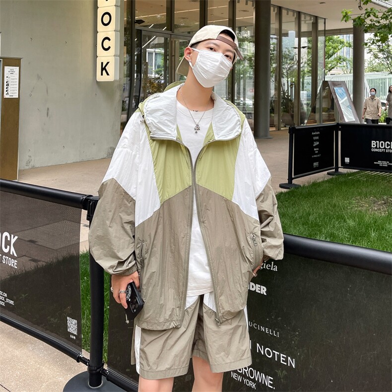 时尚连帽防晒套装男夏季运动风拼色防晒衣夹克XZ514-2-1607-P98,男装防晒衣,星座514-2(原B239)