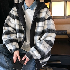 小香风秋装新款拼色男士毛呢港风连帽夹克外套A071-JK108-P125，男装夹克，电商A071
