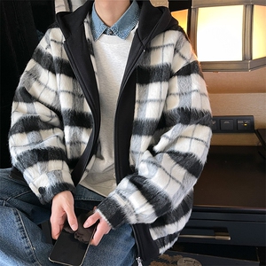 小香风秋装新款拼色男士毛呢港风连帽夹克外套 A071-JK108-P125图片