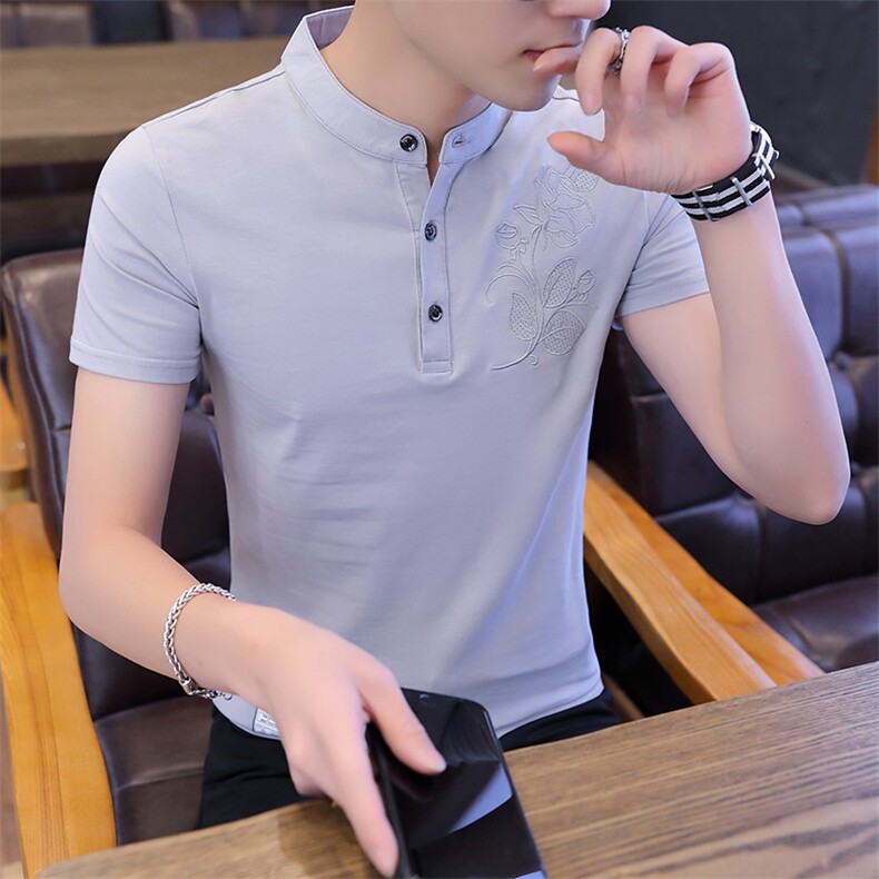 款8801夏装短袖t恤男装韩版纯棉男士立领POLO衫潮牌帅气,男装T恤,电商D310（原电商305）