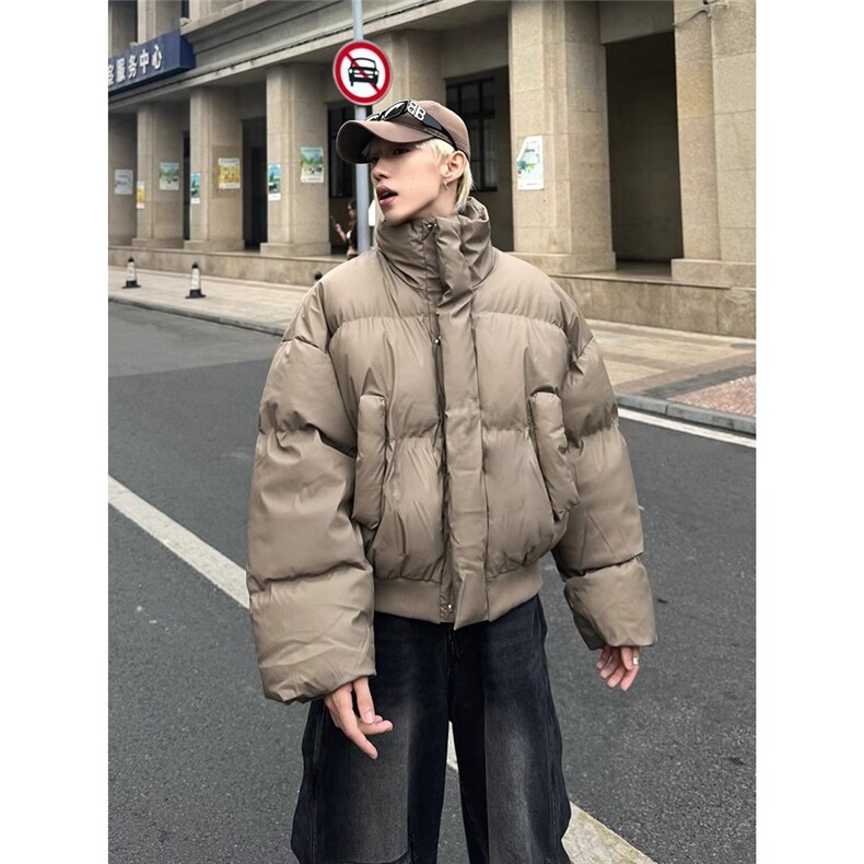 美式高街pu皮短款棉服男冬季潮牌穿搭面包服棉衣外套JK6106,男装皮衣,星座516A