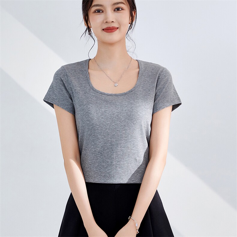 夏季薄款修身显瘦纯色短袖,女装T恤,硕诚羊绒