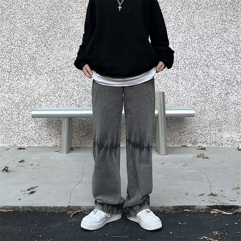 水洗牛仔裤男微弹长裤潮宽松直筒潮流青春流行直脚MK7066P40,男装牛仔裤,星座1116-2