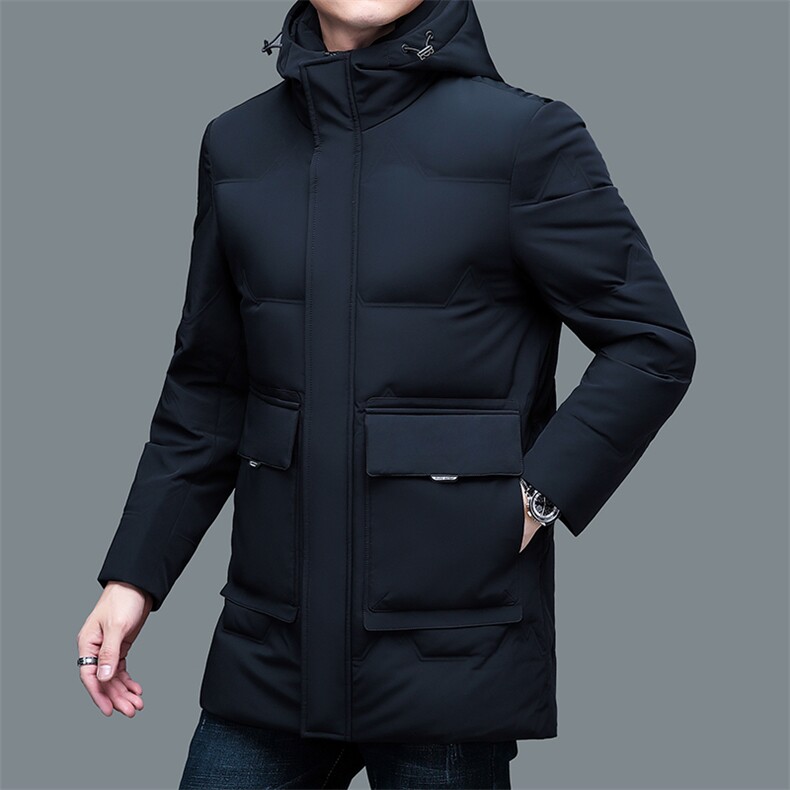 新款冬季男士加厚保暖羽绒服中年灰鸭绒可脱卸帽外套休闲爸爸装,男装羽绒服,电商B212（原钱塘6029）