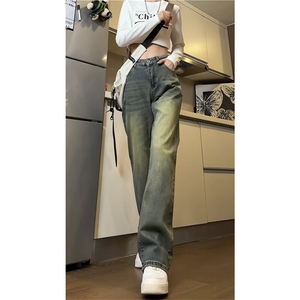 k2505-p45-控68  S-5XL高品质微喇微弹大码怀旧蓝现货牛仔裤图片