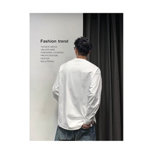 开衩纽扣袖口卫衣宽松内搭男上衣服设计感长袖圆领t恤LT1133-P35图片