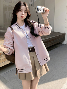 春季潮流棒球服外套女校园风简约休闲小众韩系超好看小个子上衣女