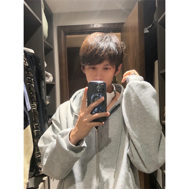 自家图，博主风cleanfit垫肩设计感双拉链卫衣男解构风WYB05-P58,男装卫衣,星座1007（原301D）