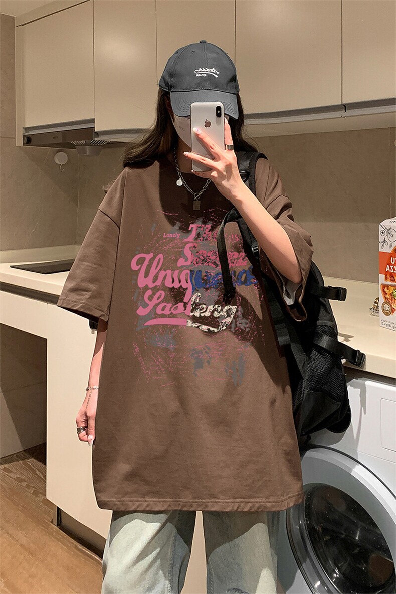 纯棉短袖日系简约复古风格休闲上衣高街潮流个性印花T恤HY792TP25,男装T恤,电商A102B