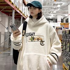 2023秋冬羊羔绒休闲上衣潮加绒连帽卫衣外套男女985-P90控价128，男装卫衣，电商A441-1