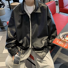 盐系炸街皮衣短外套男2024春秋设计感小众甜酷高级夹克棒球服开，男装夹克，星座716-4