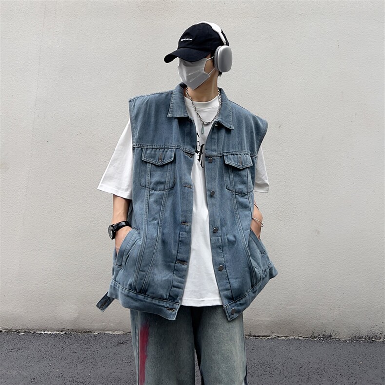 牛仔马甲男2025年秋季新款宽松无袖坎肩夹克工装外套MJ111-P50,男装夹克,星座1103-3