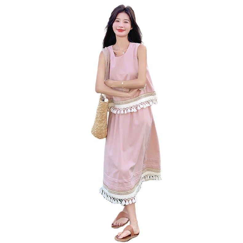 现货-夏处新款粉色两件套裙203-8905-P145-K218,女装套装/套裙,浪娴服饰