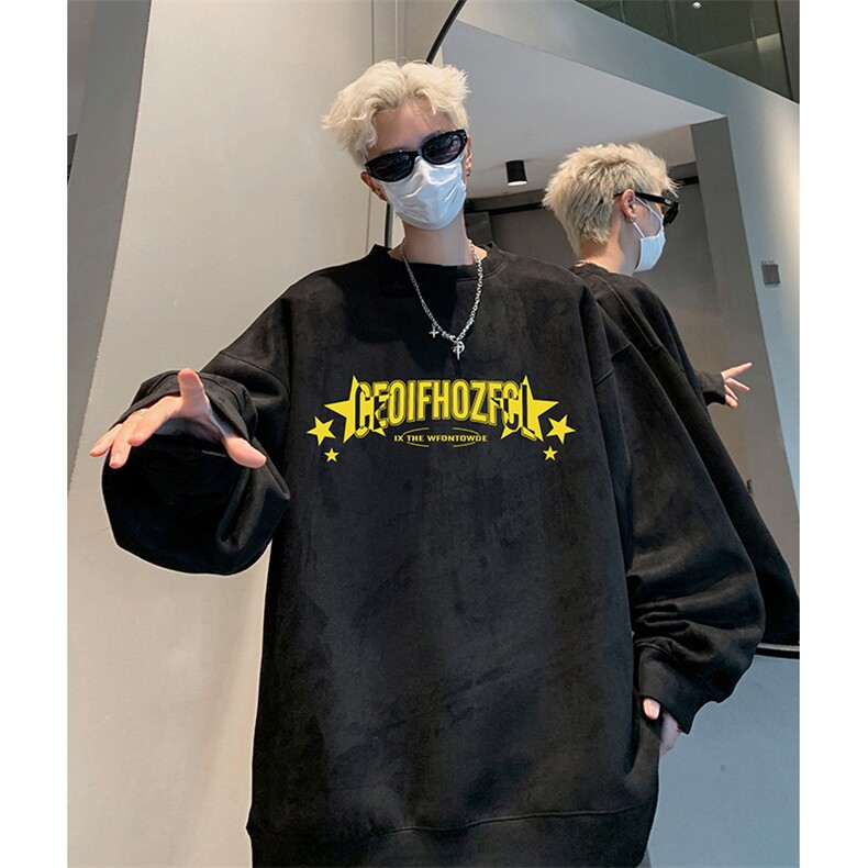 抖音得物供货提供视频秋冬重磅美式麂皮绒圆领卫衣JY326,男装卫衣,电商A486