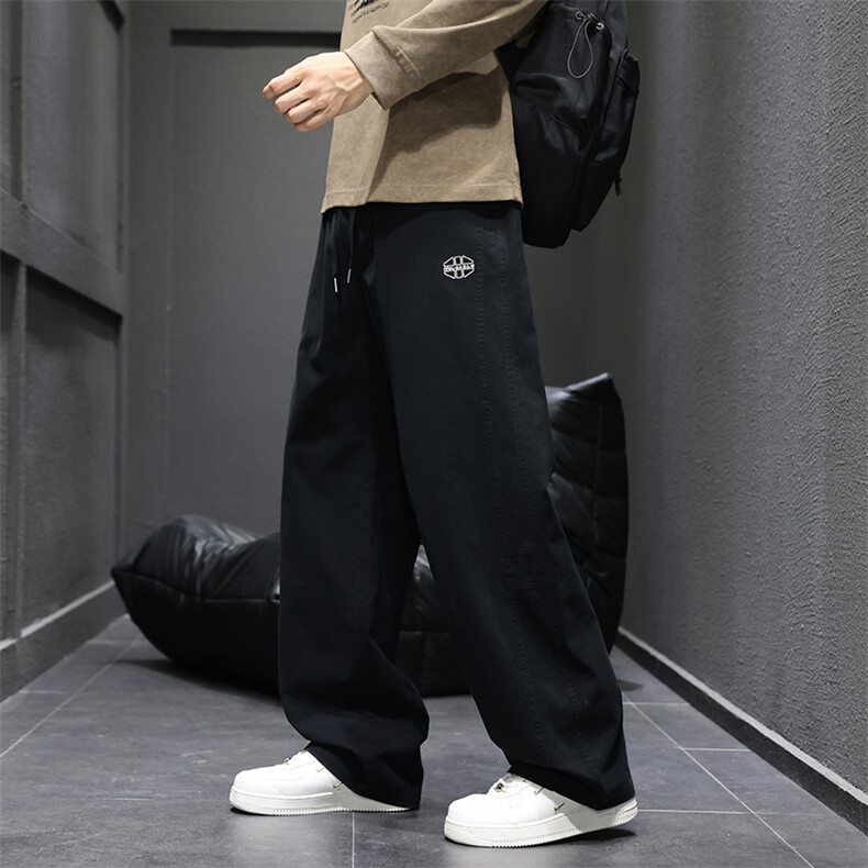 秋季美式工装长裤男生垂顺宽松阔腿冲锋裤子男装时尚潮流休闲裤,男装工装外套,星座1107-1